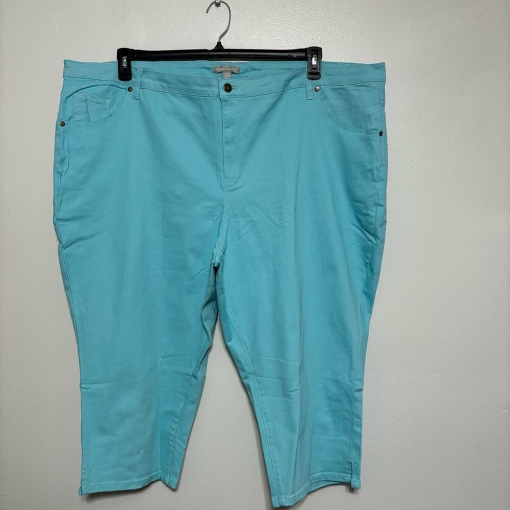 Woman Within Light Blue Capri Pants 34W Plus Size NIP Stretch Cotton